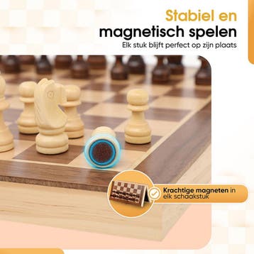 Woodley Luxe Houten Schaakbord - Opvouwbare schaakset met, Ophalen of Verzenden, Zo goed als nieuw