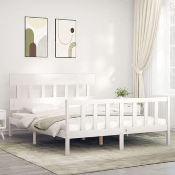 vidaXL Bedframe zonder matras massief grenenhout wit 160x200, Verzenden, Wit, 200 cm, 160 cm