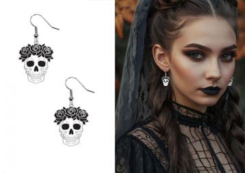 Oorbellen Schedel Dia De Los Muertos, Verzenden, Nieuw, Feestartikel