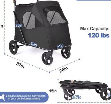Grote Honden Kinderwagen Opvouwbare Huisdierenwagen tot 55k5, Verzenden, Nieuw