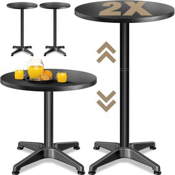 Statafel Set van 2 Zwart aluminium Ø60cm in hoogte verste.., Verzenden, Nieuw