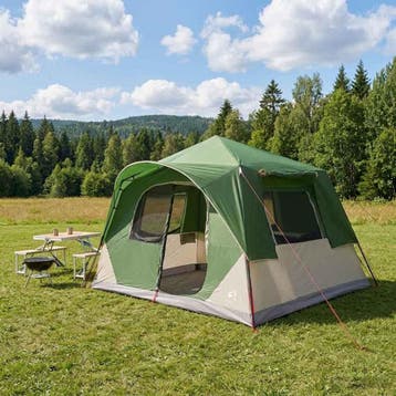 vidaXL Directe Tent Groen 365 x 380 x 200 cm Polyester en, Verzenden, Nieuw, Tot en met 2