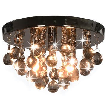 vidaXL Plafondlamp met smoky kralen rond G9 zwart, Verzenden, Nieuw