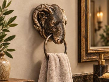 Wanddecoratie - Iron - Ram Towel Ring / Door Knocker - Azië