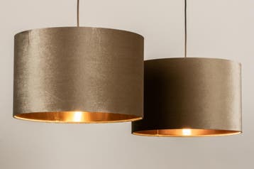 Rietveld Hanglampen - Taupe, Koper - Stof, Metaal, Verzenden, Nieuw