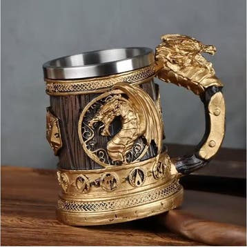 Retro Draak Drinkbeker RVS Isolatiebeker met Vleugeldraak, Verzenden, Nieuw