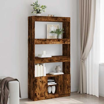 vidaXL Hoge kast 92x33x180 cm bewerkt hout gerookt, Huis en Inrichting, Kasten | Boekenkasten, Verzenden, Nieuw, Overige houtsoorten