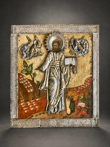 Icoon - Christus Pantokrator, Smolensk - Zilver - Russin