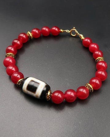 Rubis - Boeddhistische armband - Dzi Aarde en Hemel -