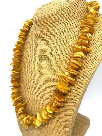 Vintage ketting - The Honeycomb Wave: Grof Ruwe Eierdooier