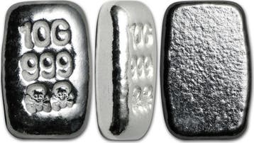 10 gram gegoten zilverbaar USA Atlantis Mint Skull Bones, Verzenden, Zilver