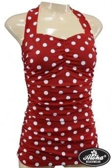 Aloha Beachwear, Vintage Pinup Badpak Red Polkadot., Kleding | Dames, Badmode en Zwemkleding, Nieuw, Verzenden