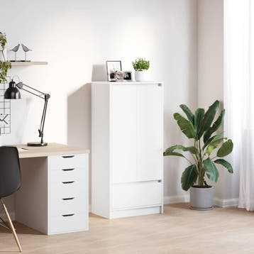 vidaXL Kast met lade 55,5x34x119,5 cm spaanplaat wit, Verzenden, Nieuw, Overige houtsoorten