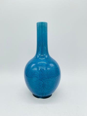 Vaas - Porselein - China - turquoise flesvaas (Zonder