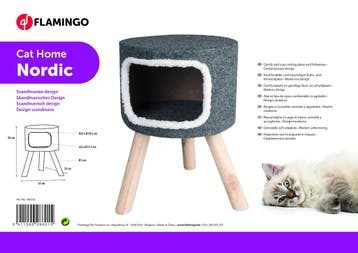 Kattenhuis Flamingo Nordic Grijs/Naturel/Wit – Scandinavi., Dieren en Toebehoren, Katten-accessoires, Verzenden, Nieuw