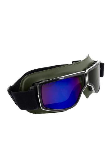 Goggles Motorbril Skibril Bril Groen Montuur Blauwe Spiegelg, Ophalen of Verzenden, Nieuw, Overige maten, Carnaval