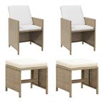 vidaXL Tuinstoelen 2 st met voetenbanken poly rattan beige, Tuin en Terras, Tuinstoelen, Verzenden, Nieuw