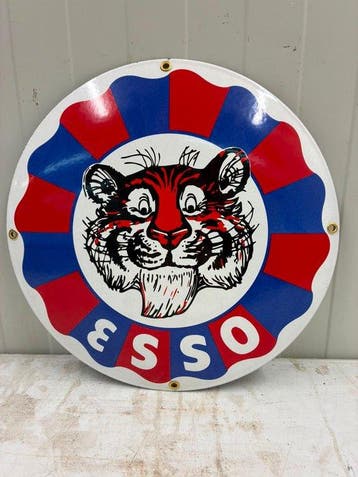 Esso Tiger – Rond Emaille Reclamebord – Klassieke