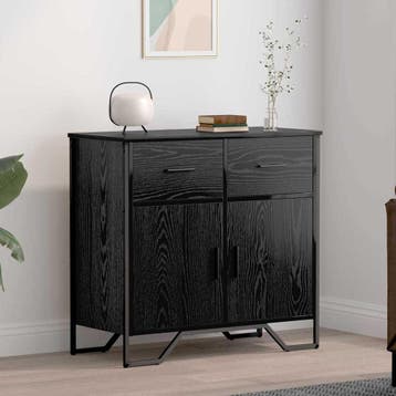 vidaXL Dressoir Zwart Eiken 79,5 x 35,5 x 74,5 cm, Verzenden, Nieuw, Overige houtsoorten, Minder dan 50 cm