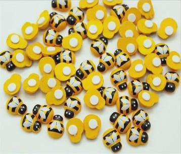 100x Houten Mini Bij Decoratie Accessoires - Zelfklevend & D