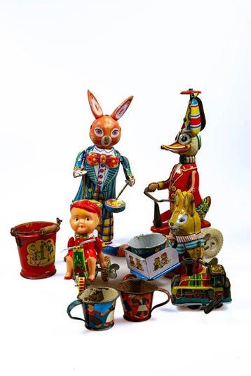 Custom - Rabbit Drummer ea - Opwindbaar blikken speelgoed -