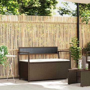 vidaXL Tuinbank met kussen, bruin polyrotan, Tuin en Terras, Verzenden, Nieuw