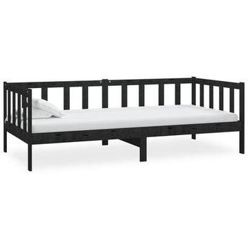 VidaXL bedbank, grenenhout zwart, 200 x 90 cm, Ophalen, Nieuw