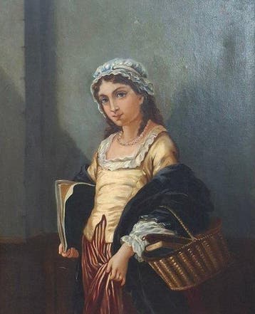 Auguste Serrure (1825-1902), Naar - Girl with Basket and