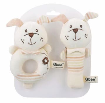 Set met 2 zachte baby rammelaars Sweet Dog, Ophalen of Verzenden, Nieuw, Kraamcadeau