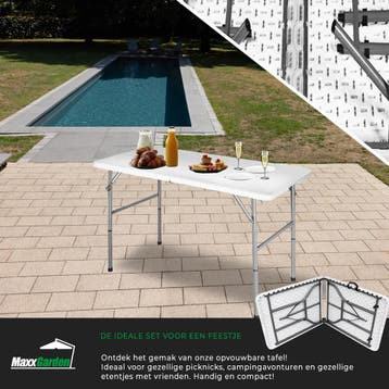 MaxxGarden Vouwtafel - Tuintafel - 120x60x75 cm - Wit - r..., Verzenden, Nieuw