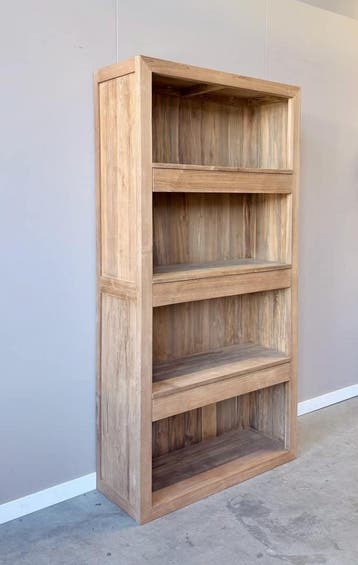 Teak boekenkast met drie blinde laden, Huis en Inrichting, Ophalen of Verzenden, Nieuw