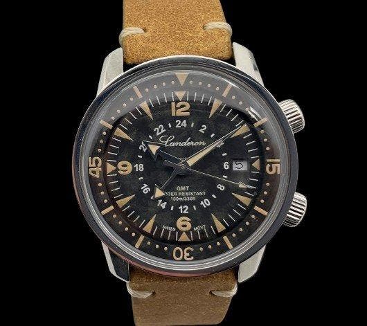 Landeron Compresor GMT Vintage - Heren - 2020+, Sieraden, Tassen en Uiterlijk, Horloges | Heren