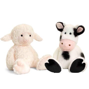Pluche koe en lammetje knuffel - boerderijvriendjes - 25 cm, Verzenden, Nieuw