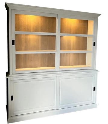 Buffetkast wit Gennep 200cm eiken interieur led verlichting, Ophalen of Verzenden, Nieuw
