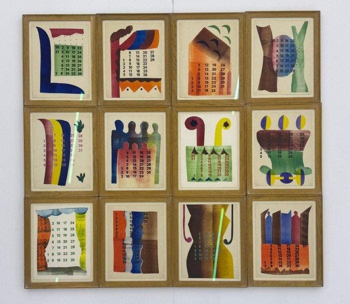 Hendrik Nicolaas Werkman (1882-1945) - Kalender 1944, Antiek en Kunst, Kunst | Designobjecten