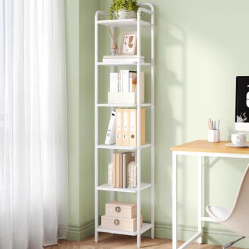 Boekenkast - Boekenrek - Wandkast - 30x33x166 cm - Wit - Hzu, Verzenden, Zo goed als nieuw