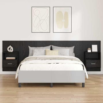 vidaXL Hoofdbord Met Kast 3 st Zwart Eiken Bewerkt hout, Verzenden, Nieuw, Zwart, Hout