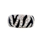 Witgouden ring met emaille en diamant 18 krt, Ophalen of Verzenden, Nieuw