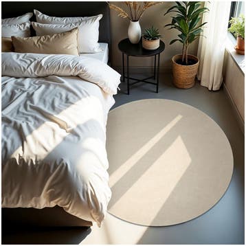 Kortpolig vloerkleed Soft Zone - Ø 120 cm, beige, Verzenden, Nieuw