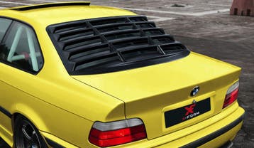 X-Form Achter Window Louvers Glanzend Zwart BMW 3-serie, Achterklep, Nieuw, Ophalen of Verzenden, Achter