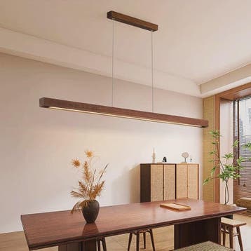 Houten LED Hanglamp Lange Strip - Stijlvolle Verlichting voo, Verzenden, Nieuw