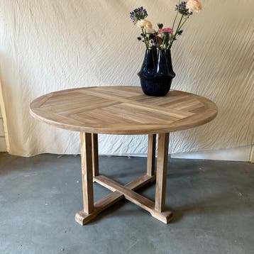 Teakhouten Tuintafel - rond of rechthoekig - TTM Wonen, Ophalen of Verzenden, Nieuw, Rond, Teakhout