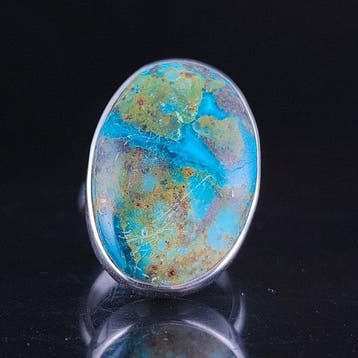 chrysocolla Ring van sterlingzilver- 7.05 g - (1)