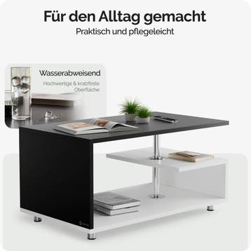 Salontafel Orlando Wit/Zwart 95x55x50cm (Meubelen), Verzenden