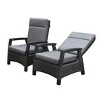 Dallas lounge balkonset 2 delig verstelbaar antraciet, Ophalen of Verzenden, Nieuw, Wicker