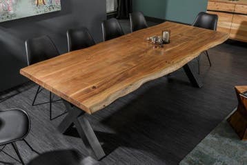 Massief houten eettafel MAMMUT NATURE 200cm acacia X-frame, Ophalen of Verzenden, Nieuw