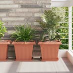 vidaXL Vierkante Bloempot 24 pcs Baksteenrood 33 x 33 x 26, Kunststof, Minder dan 30 cm, Verzenden, Minder dan 60 cm