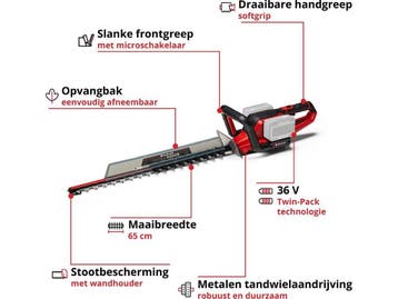 Einhell Accu Heggenschaar GE-CH 36/65 Li Solo - Power, Verzenden, Zo goed als nieuw, Einhell