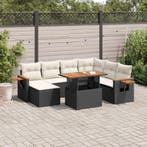 vidaXL 8-delige Loungeset met kussens poly rattan zwart, Verzenden, Nieuw, Loungeset