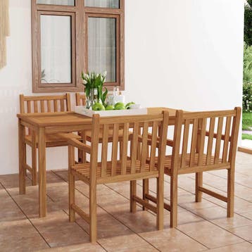 vidaXL 5-delige tuinset 160x80 cm massief teakhout, 4 zitplaatsen, Verzenden, Nieuw, Tuinset